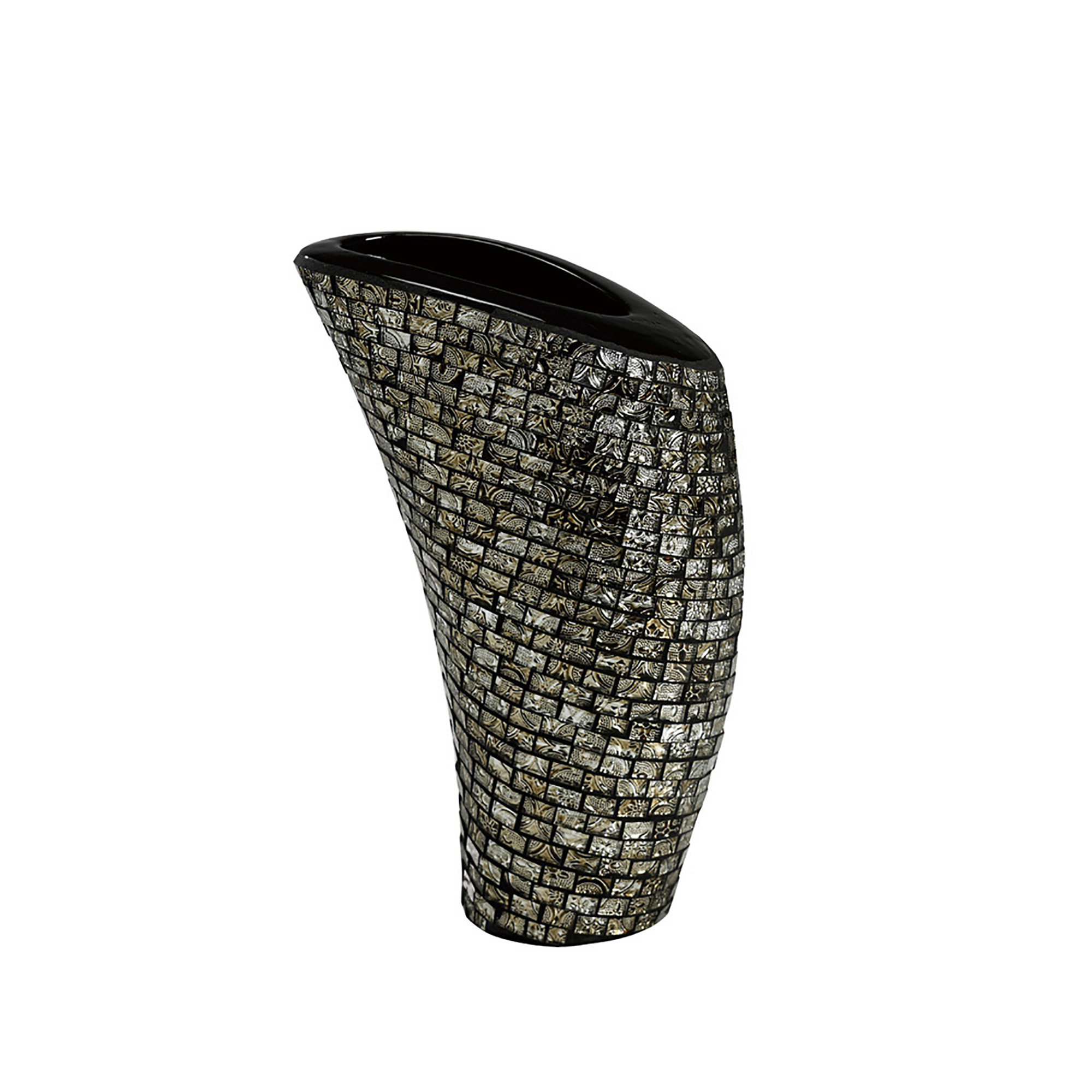 IL70233  Celeste Mosaic Vase Large Polished Chrome